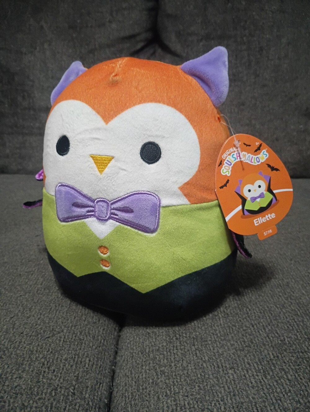 Squishmallows 8" Ellette Plush Owl - Orange, Purple, Green & Black
